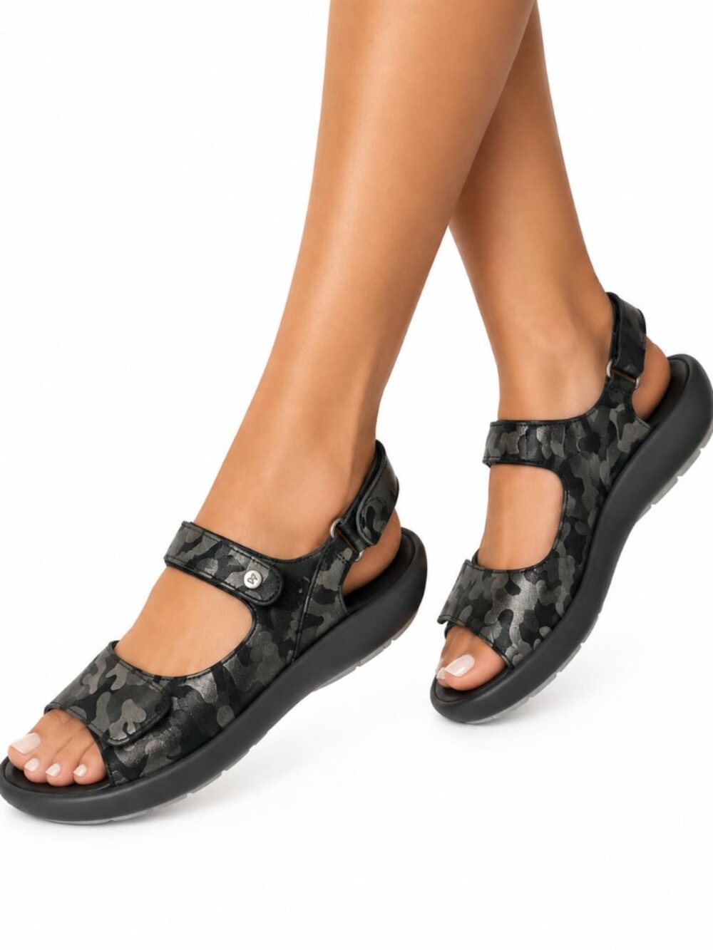 Wolky Women's Rio Platform Sandals Camouflage Black Silver EU 42 (US 11)
